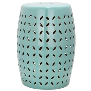 Safavieh Lattice Petal Ceramic Garden Stool in Robbins Egg Blue