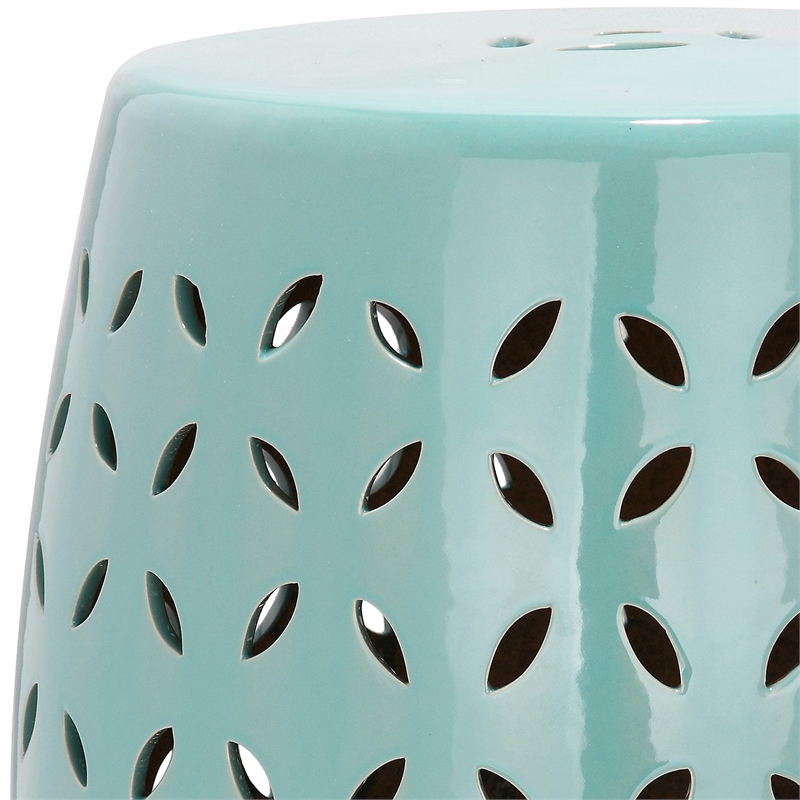 Safavieh Lattice Petal Ceramic Garden Stool in Robbins Egg Blue