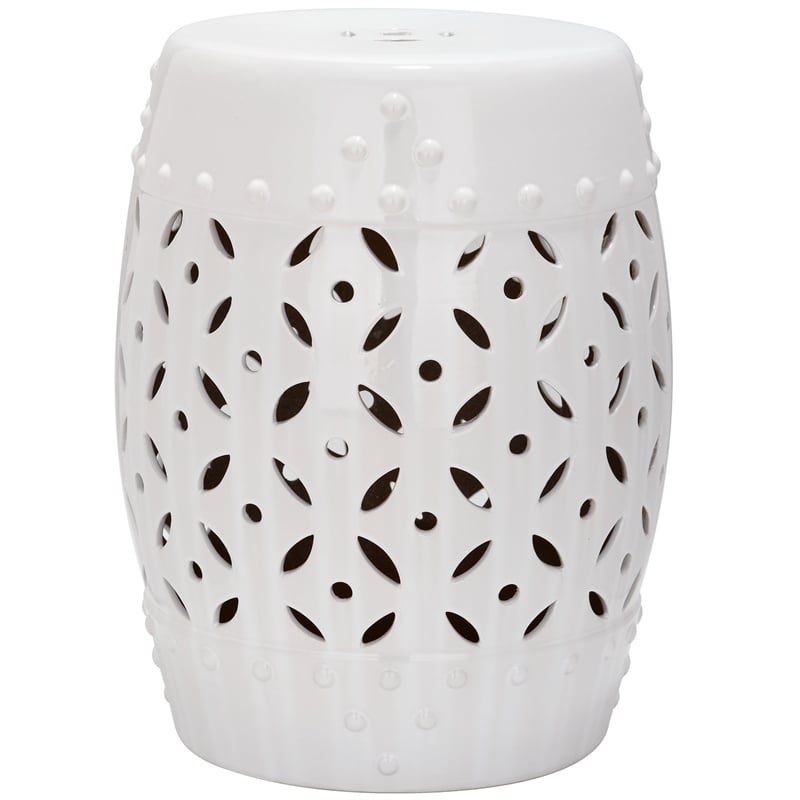 Safavieh Lattice Coin Ceramic Garden Stool in White