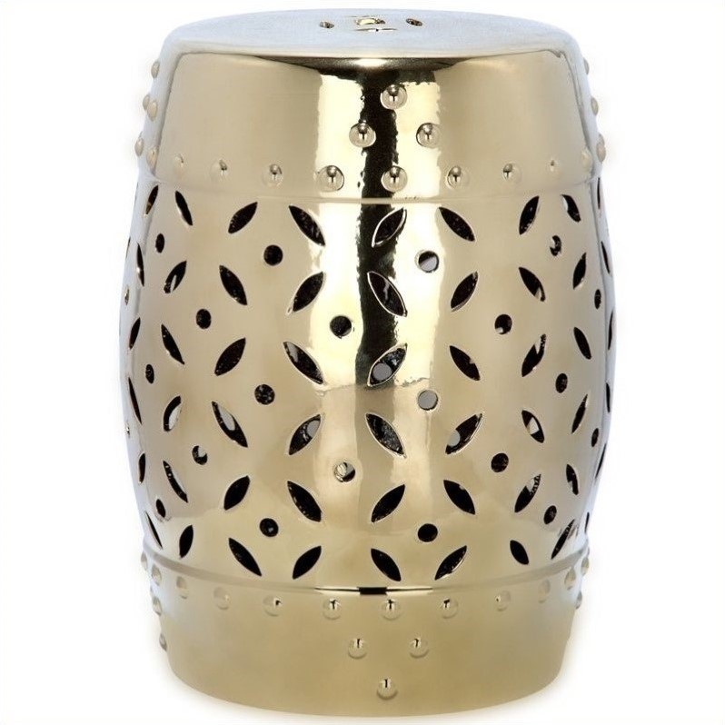 Safavieh Lattice Coin Ceramic Garden Stool in Gold   ACS4510D