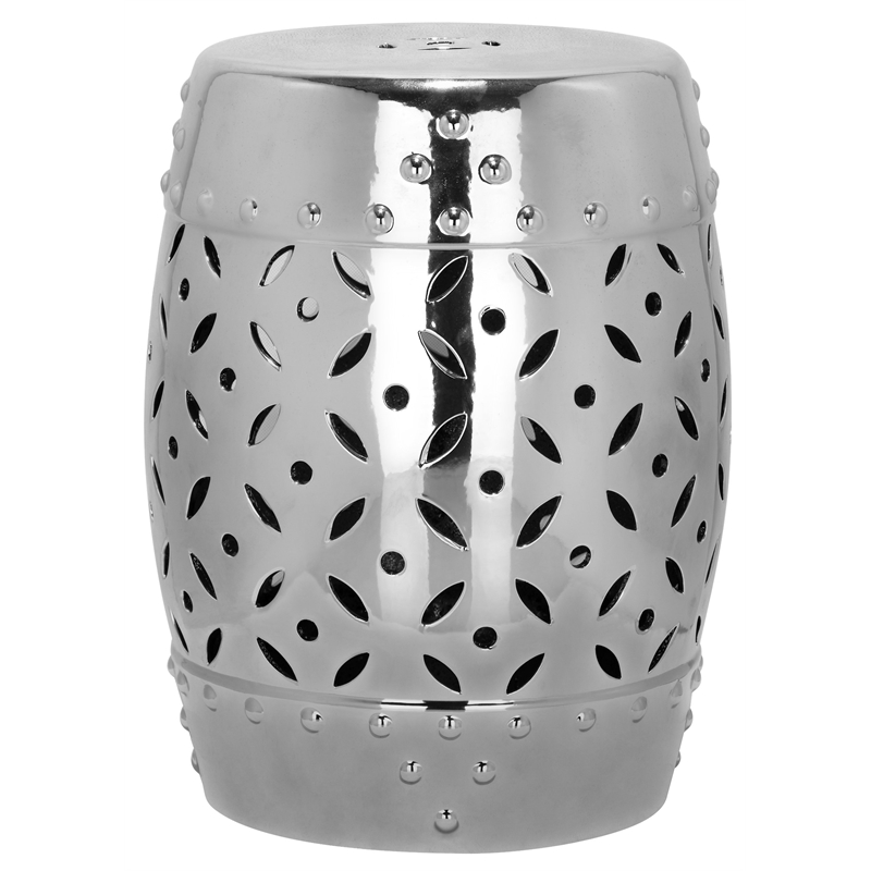Safavieh Lattice Coin Ceramic Garden Stool in Silver