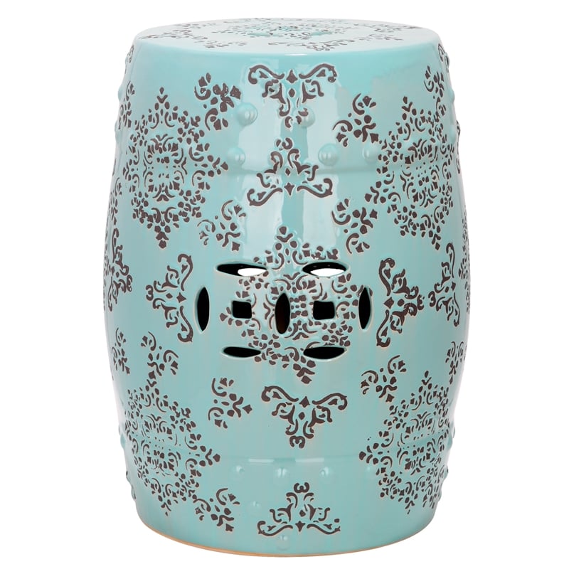 Safavieh Ceramic Medallion Garden Stool in Robbins Egg Blue