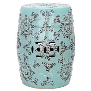 Safavieh Ceramic Medallion Garden Stool in Robbins Egg Blue