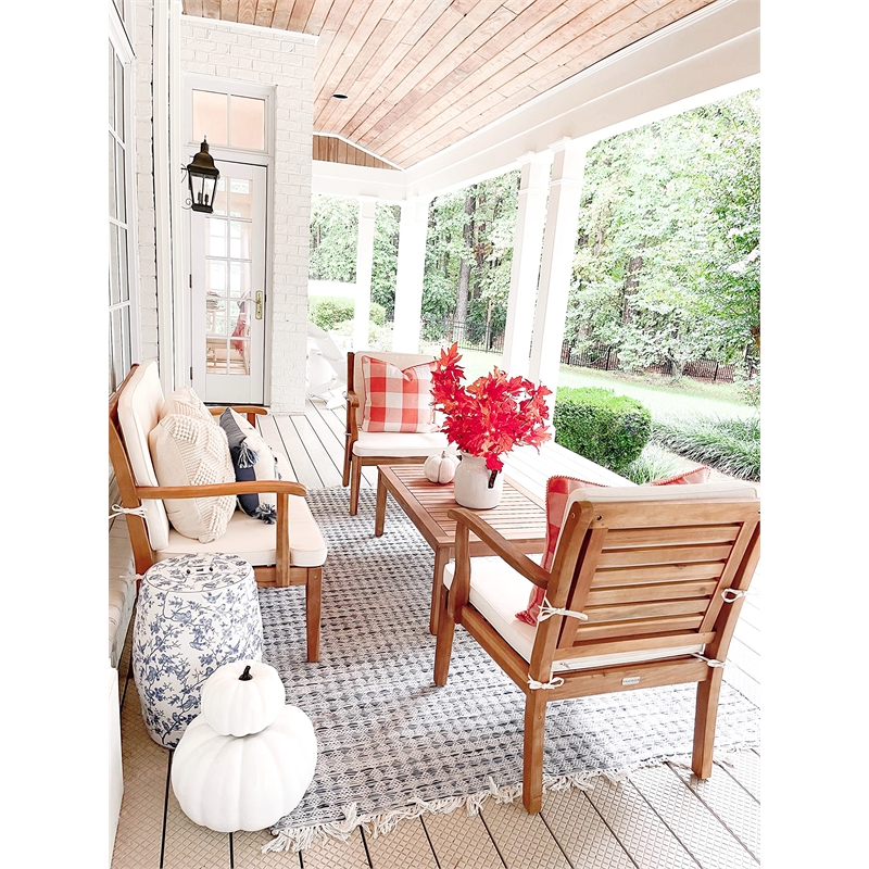 Safavieh Ceramic Blue Birds Garden Stool with Blue Pattern