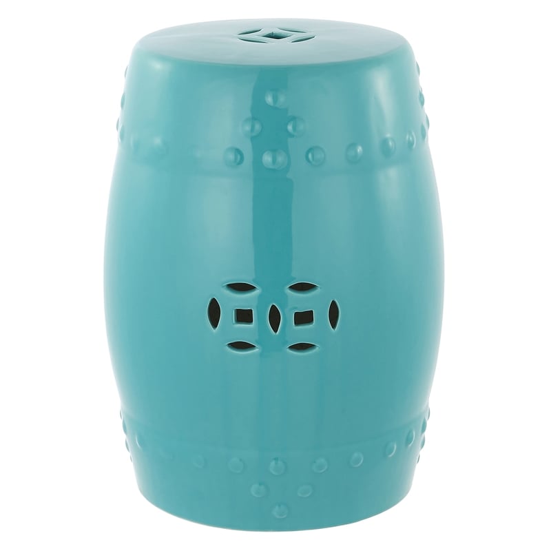 Safavieh Modern Ming Ceramic Garden Stool in Light Aqua