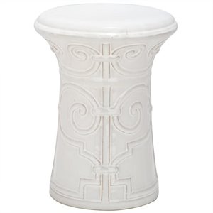safavieh imperial scroll ceramic garden stool in white