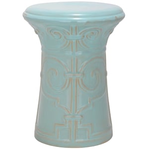 Safavieh Imperial Scroll Ceramic Garden Stool in Light Aqua