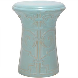 safavieh imperial scroll ceramic garden stool in light aqua