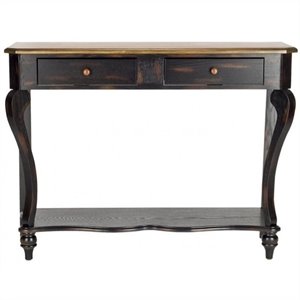 safavieh katie wood console table in dark brown