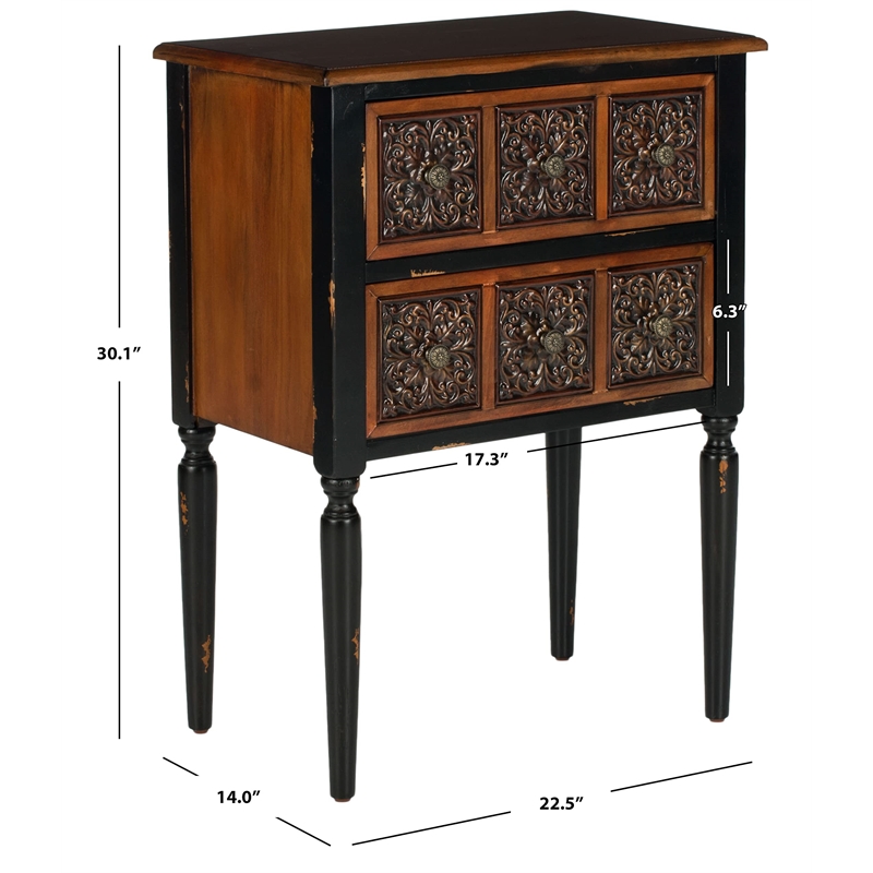 Safavieh Kenneth Birch and Iron Side Table in Dark Brown