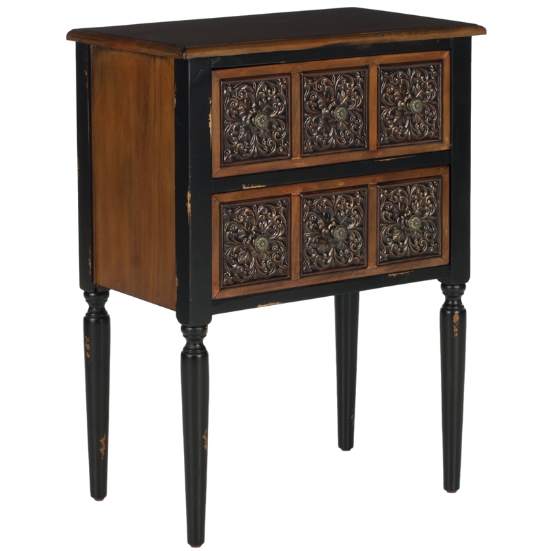 Safavieh Kenneth Birch and Iron Side Table in Dark Brown