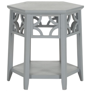 Safavieh Connor Bayur Wood Hexagon End Table in Pearl Blue Grey