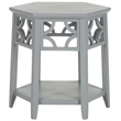 Safavieh Connor Bayur Wood Hexagon End Table in Pearl Blue Grey
