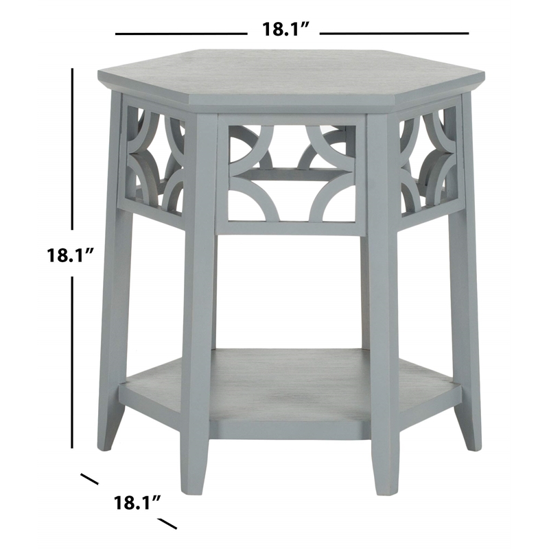 Safavieh Connor Bayur Wood Hexagon End Table in Pearl Blue Grey