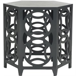 Safavieh Natanya Bayur Wood Side Table in Charcoal Grey