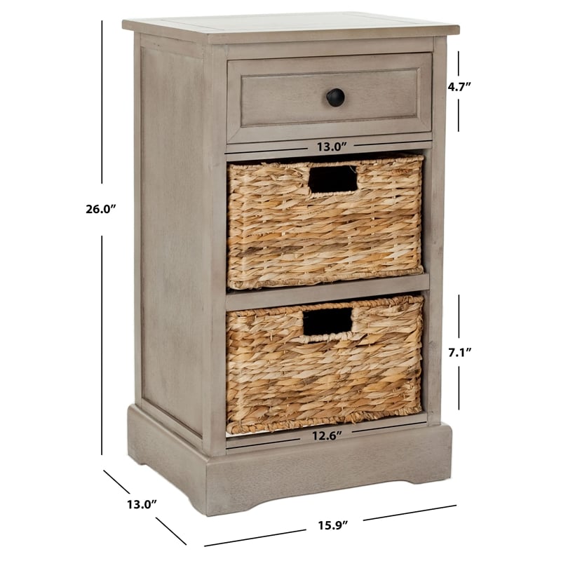 Safavieh Milan Vintage Side Storage Side Table in Vintage Grey