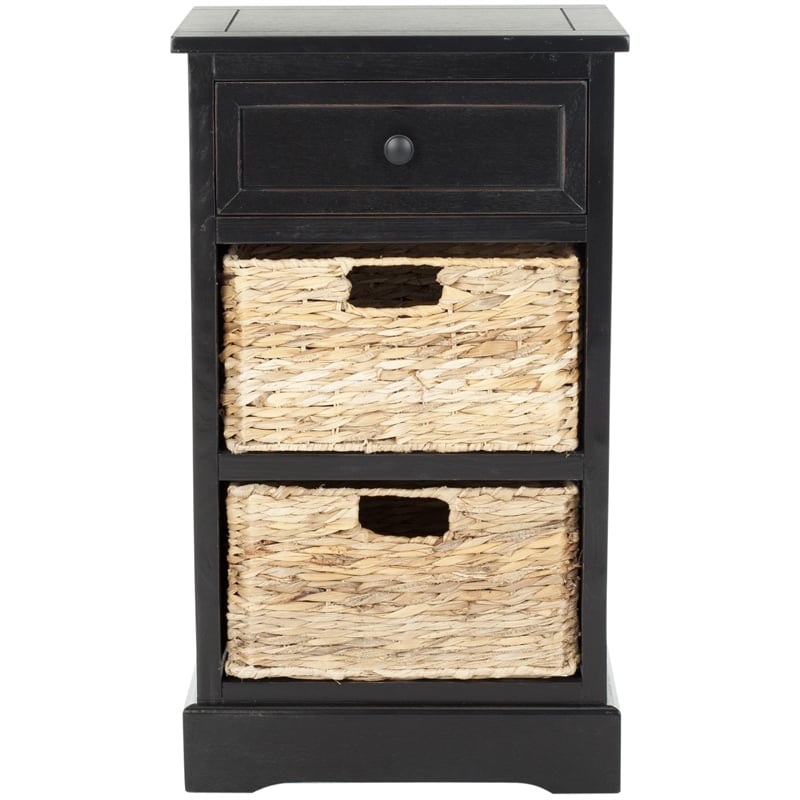 Safavieh Milan Distressed Side Storage Side Table in Black