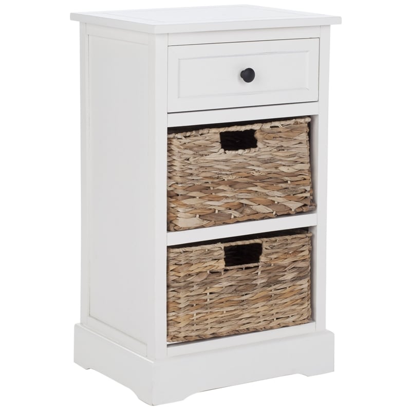 Safavieh Milan Distressed Side Storage Side Table in Cream