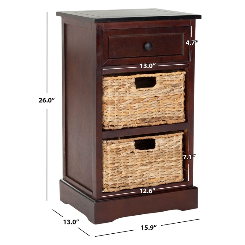 Safavieh Milan Side Storage Side Table in Dark Cherry