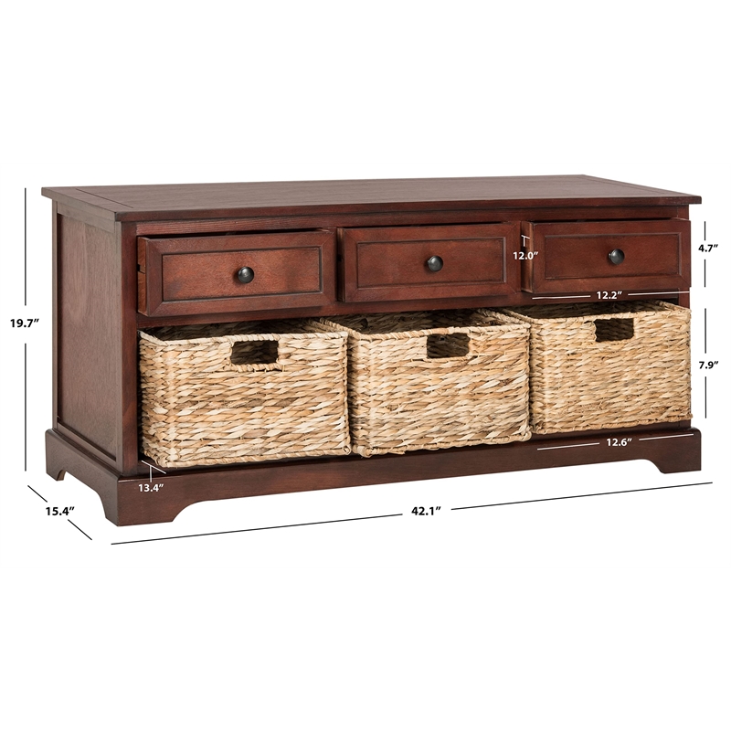 Safavieh Bud 3 Drawer Storage Unit in Dark Cherry