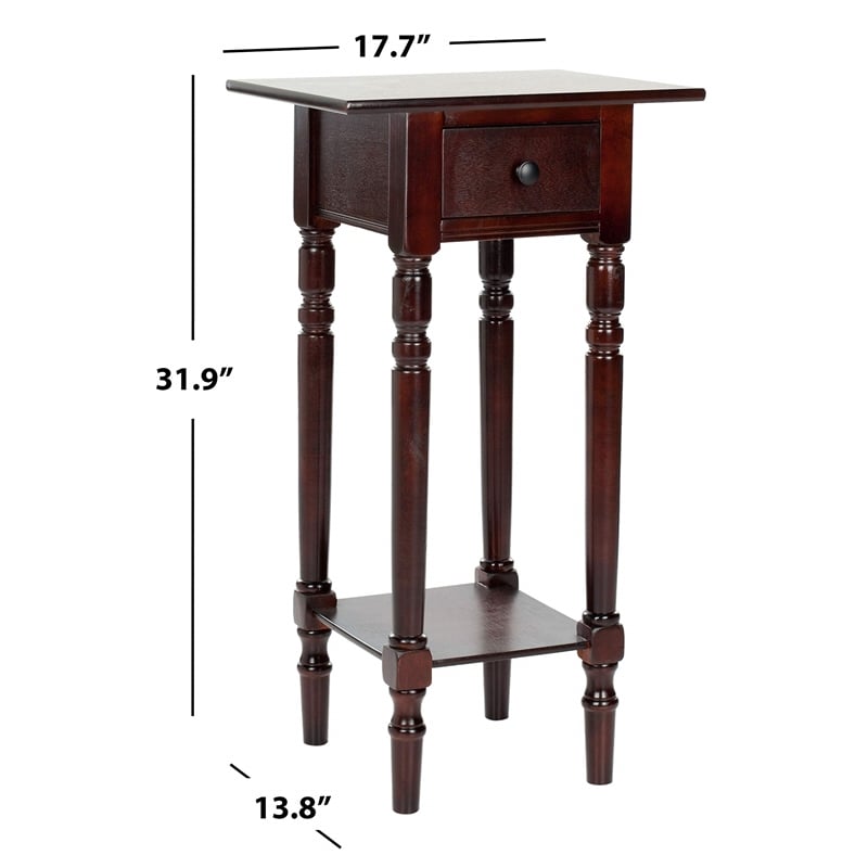 Safavieh Sabrina Wood End Table in Dark Cherry