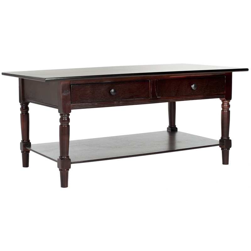 Safavieh Bosco Wood Coffee Table in Dark Cherry