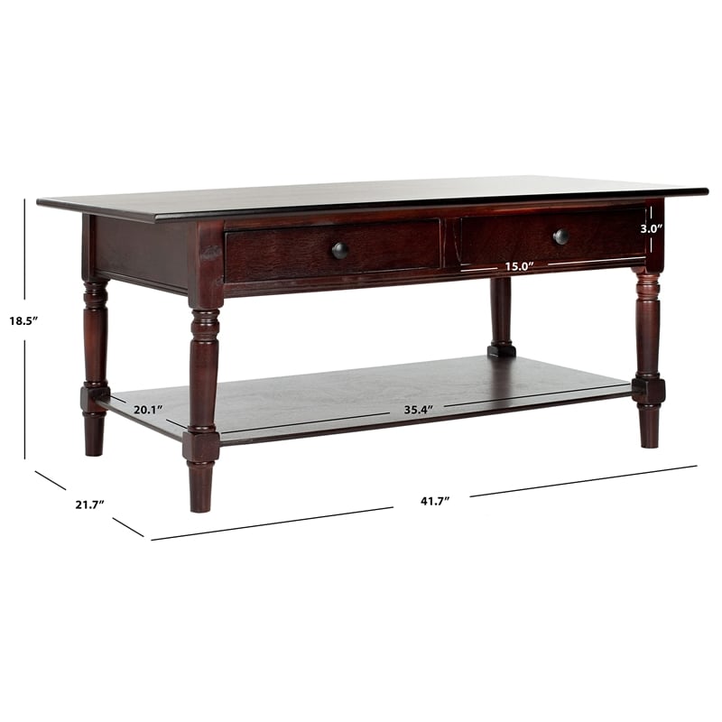 Safavieh Bosco Wood Coffee Table in Dark Cherry