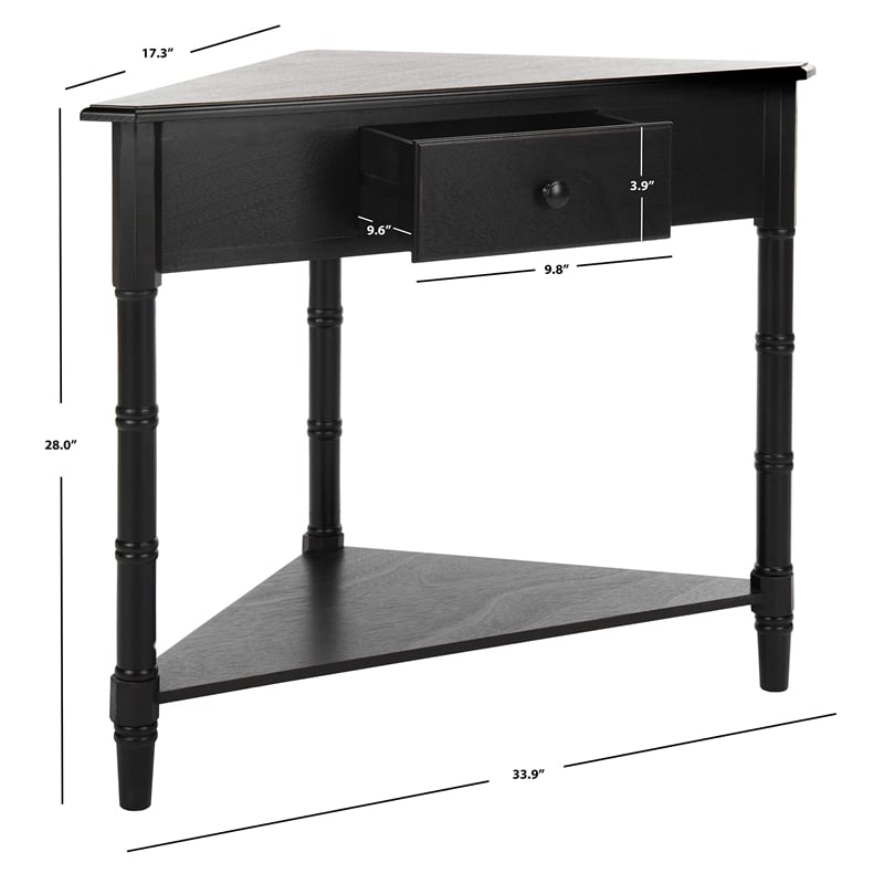 Safavieh Gabe Wood Corner Table in Black