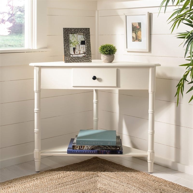 Safavieh Gabe Wood Corner Table in Cream