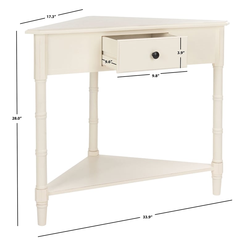 Safavieh Gabe Wood Corner Table in Cream