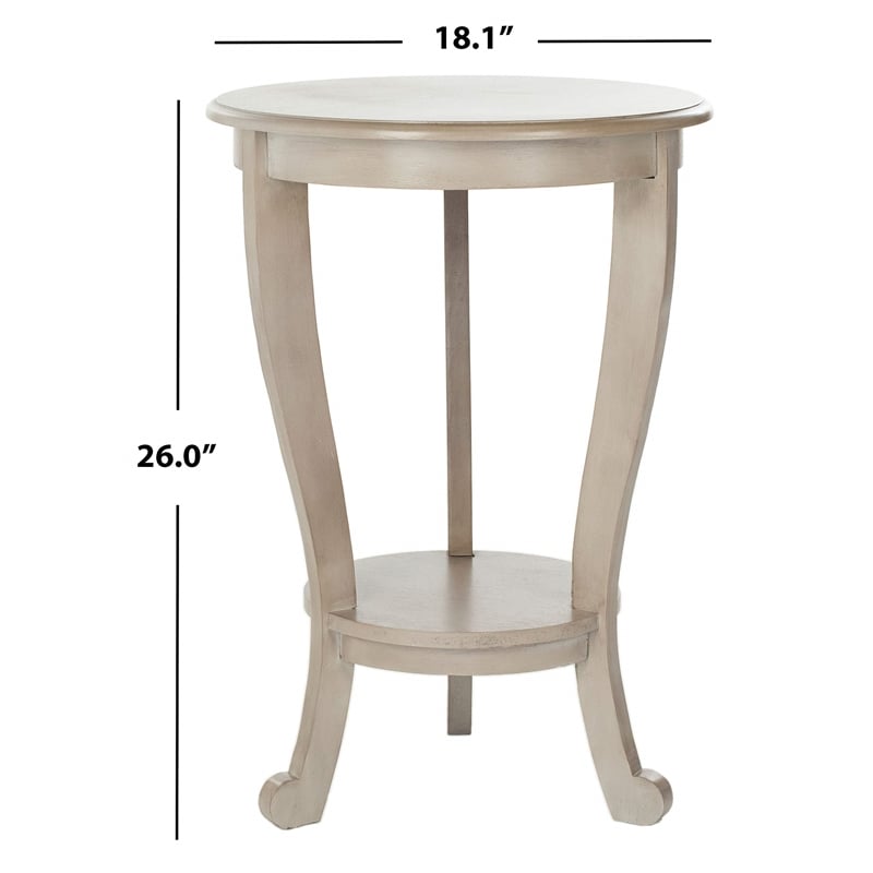 Safavieh Heather Wood Pedastal Side Table in Grey