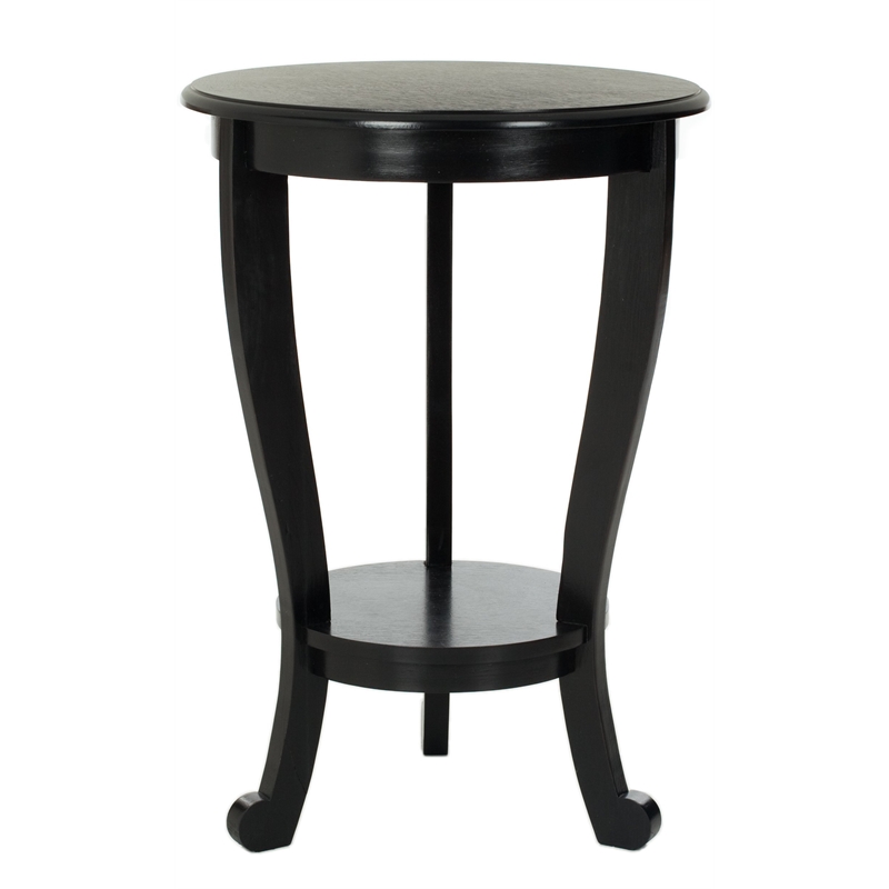 Safavieh Heather Wood Pedastal Side Table in Black