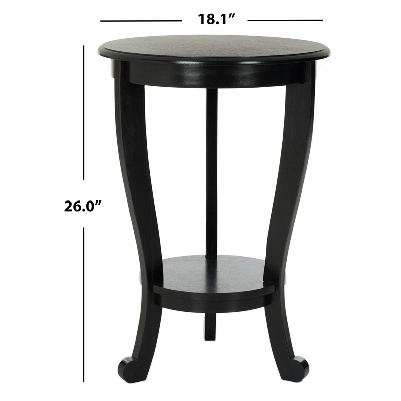 Safavieh Heather Wood Pedastal Side Table in Black