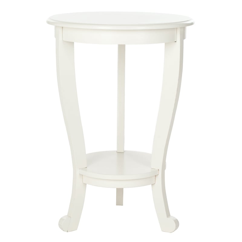 Safavieh Heather Wood Pedastal Side Table in Cream