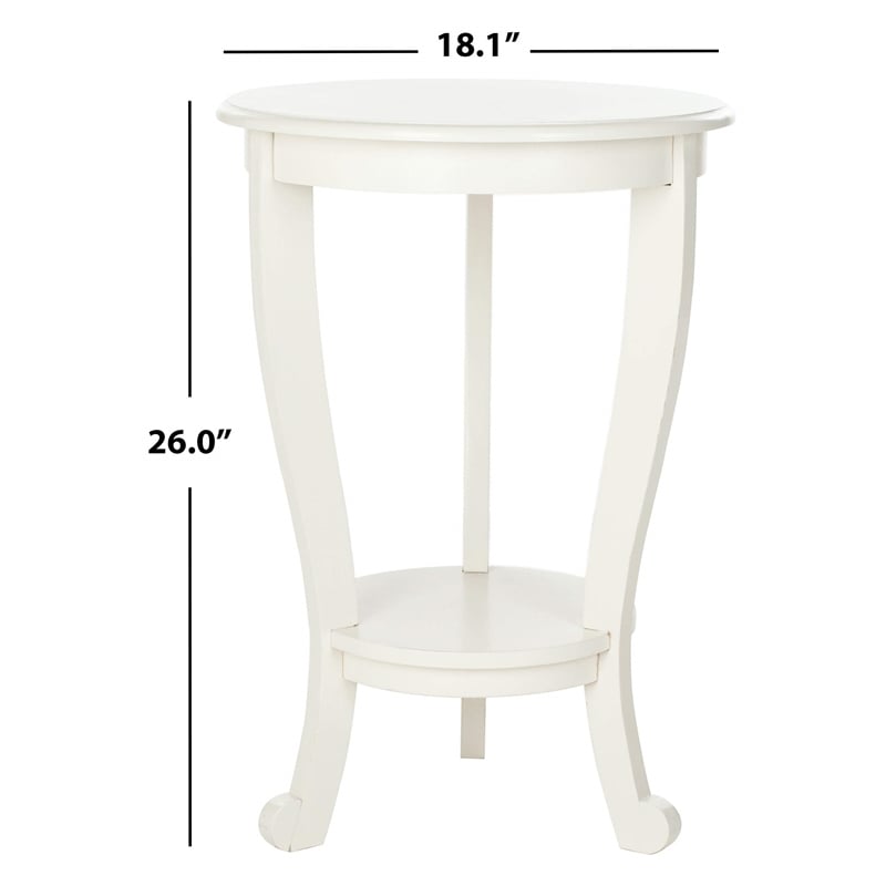 Safavieh Heather Wood Pedastal Side Table in Cream