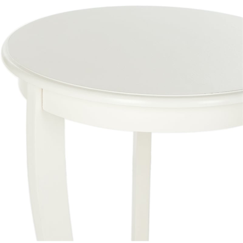 Safavieh Heather Wood Pedastal Side Table in Cream