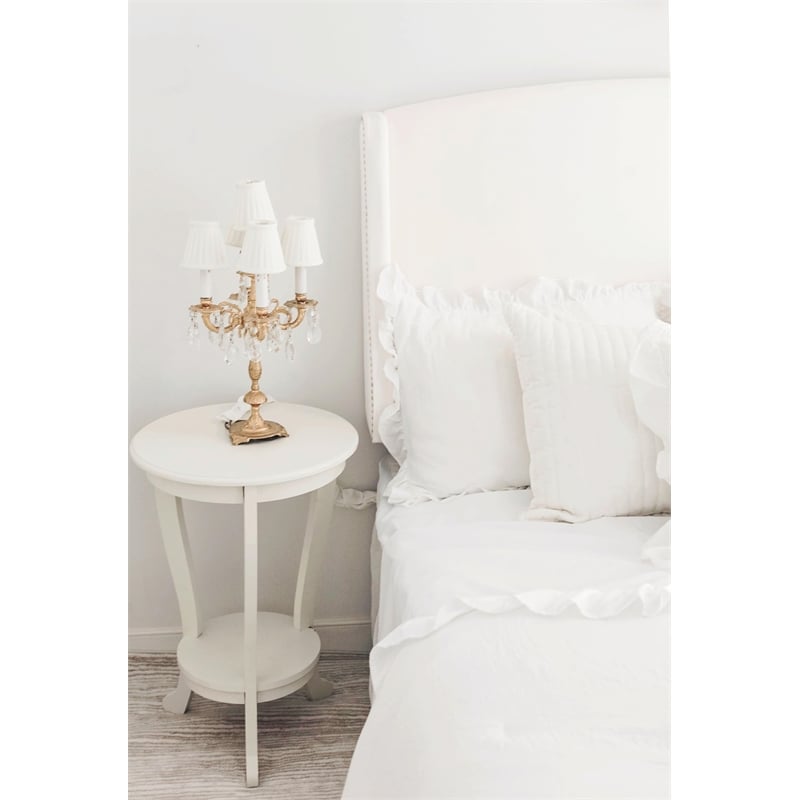 Safavieh Heather Wood Pedastal Side Table in Cream