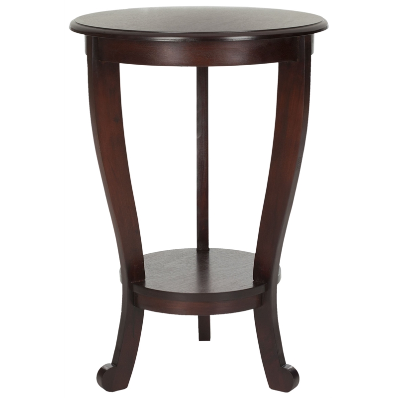 Safavieh Heather Wood Pedastal Side Table in Dark Cherry