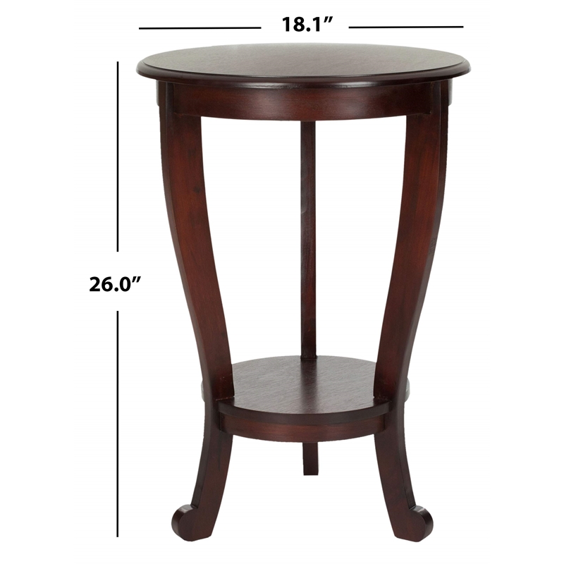 Safavieh Heather Wood Pedastal Side Table in Dark Cherry