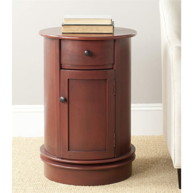 Safavieh Toby Wood Oval Cabinet in Dark Cherry