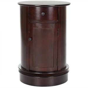 safavieh toby wood oval cabinet in dark cherry