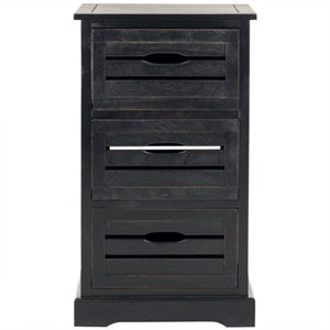 safavieh samara pine 3 drawer cabinet in black