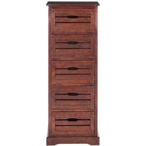 Safavieh Sarina Pine 5 Drawer Cabinet in Cherry