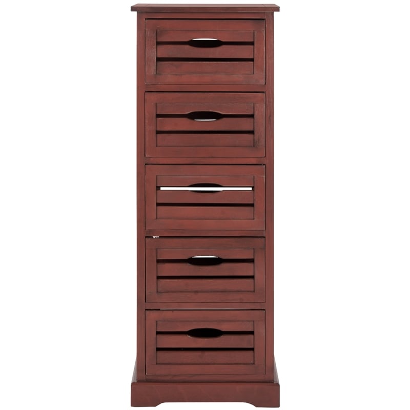 Safavieh Sarina Pine 5 Drawer Cabinet in Red