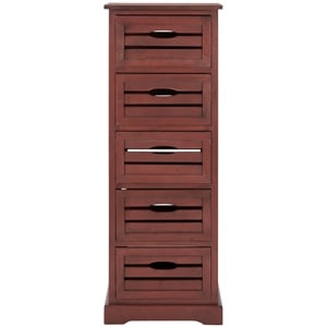 Safavieh Sarina Pine 5 Drawer Cabinet in Red