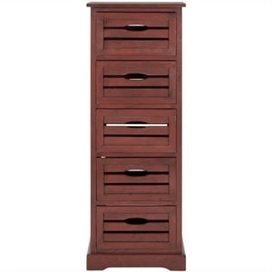 safavieh sarina pine 5 drawer cabinet in red