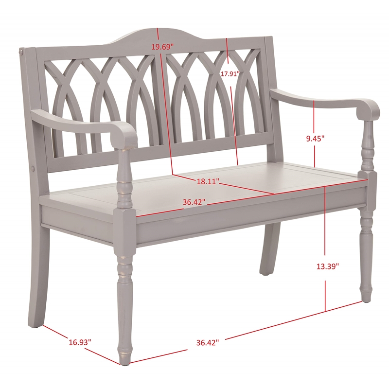 Safavieh Benjamin Pine Bench in Grey
