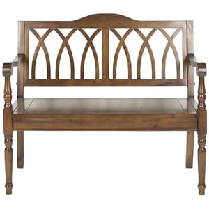 Safavieh Benjamin Pine Bench in Dark Walnut