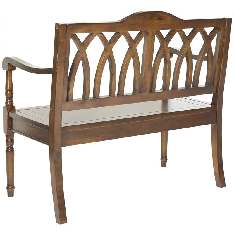 Safavieh Benjamin Pine Bench in Dark Walnut