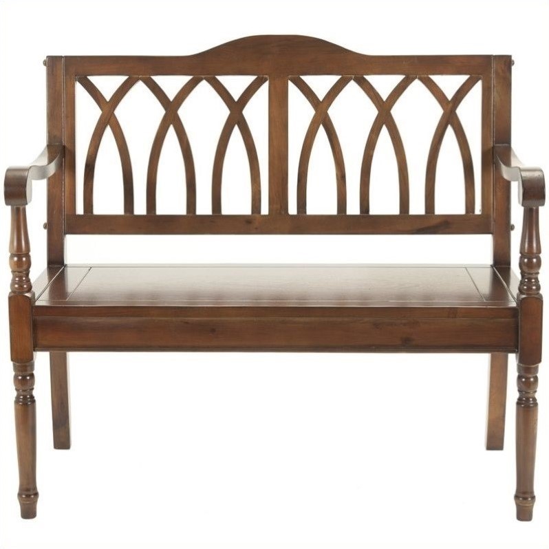 Safavieh Benjamin Pine Bench in Dark Walnut AMH6500D